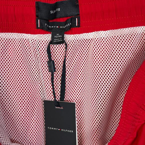 Tommy Hilfiger Men's Medium Drawstring 5" Swim Trunks - Primary Red XL - Picture 5 of 6